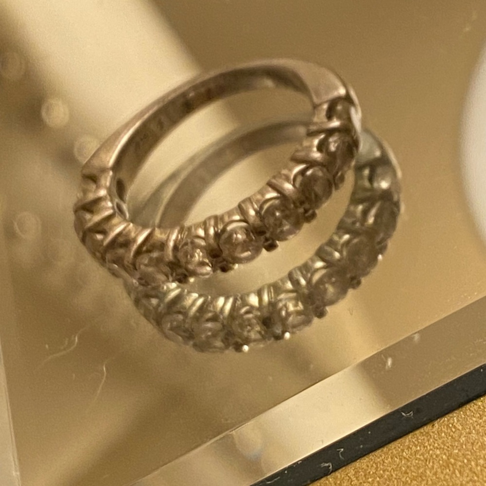 White sapphire ring set in sterling silver